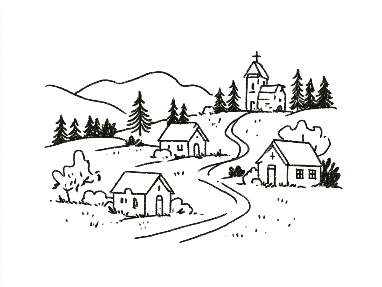 Several local churches connected across a shared landscape