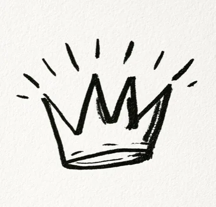 Hand-drawn ink illustration of a simple crown