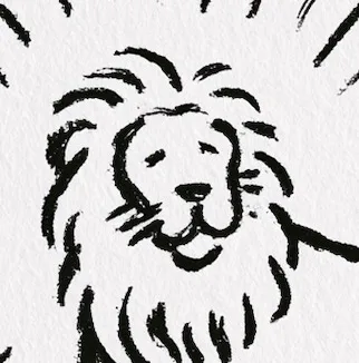 Hand drawn illustration of Theo the lion