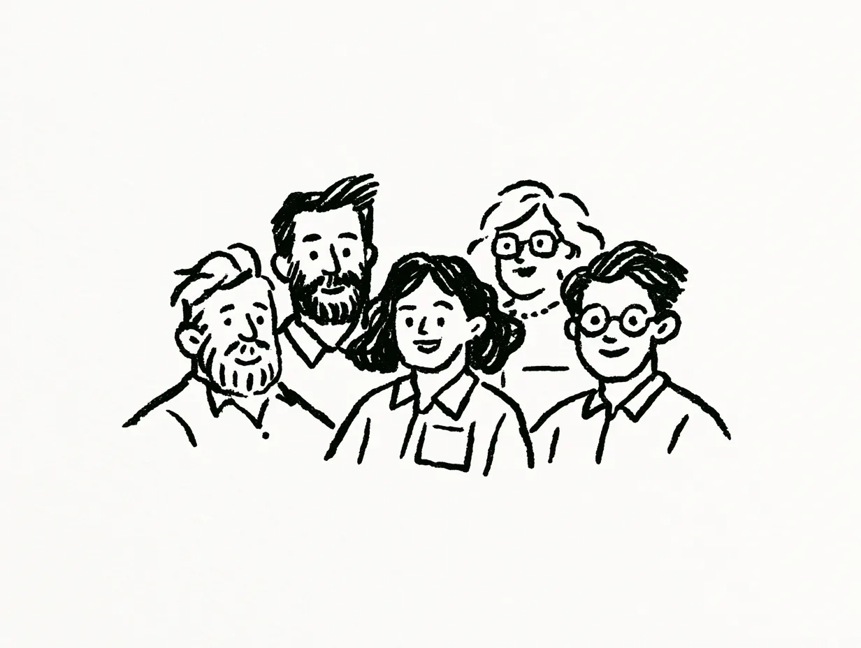 Hand drawn illustration of a mentor walking alongside a student