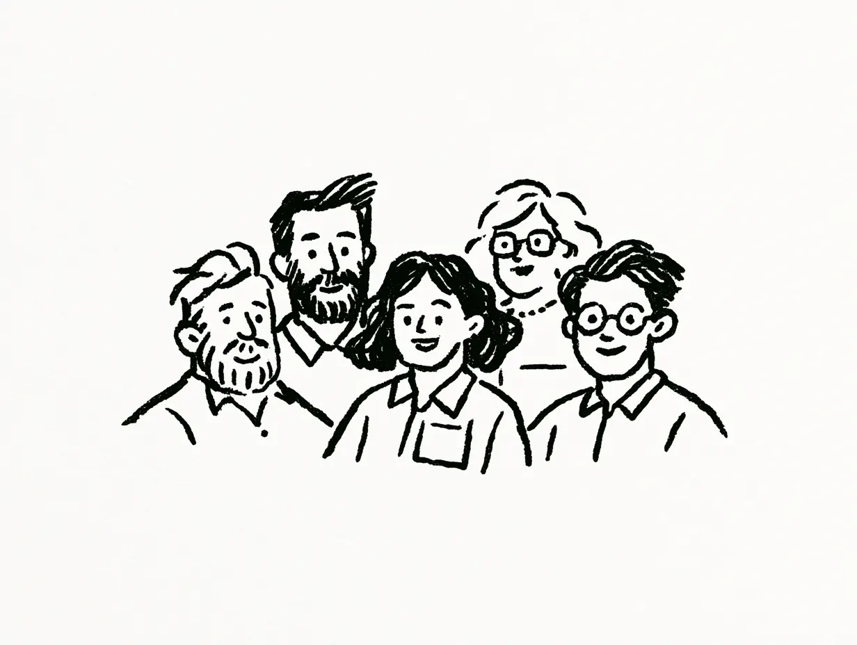 Hand drawn illustration of a mentor circle