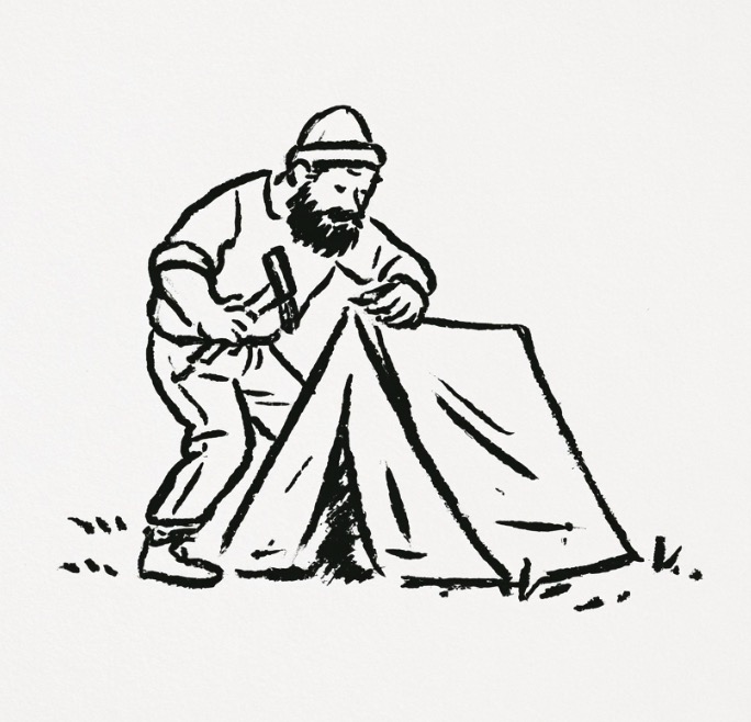 Hand drawn illustration of a mentor walking with a student
