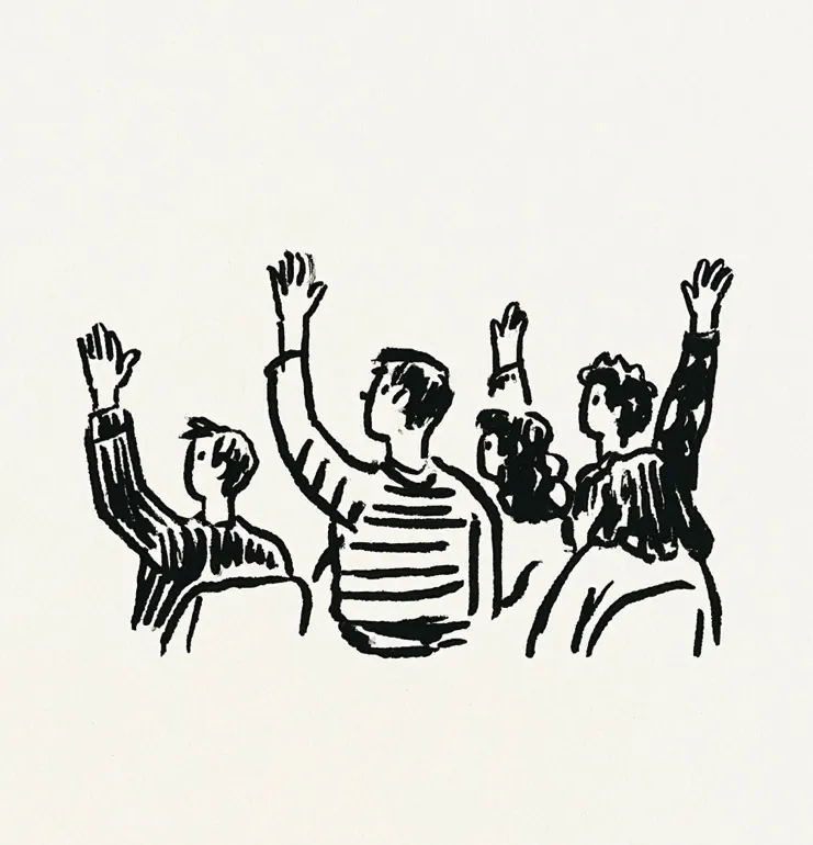 Hand drawn illustration of an empty chair waiting at a table
