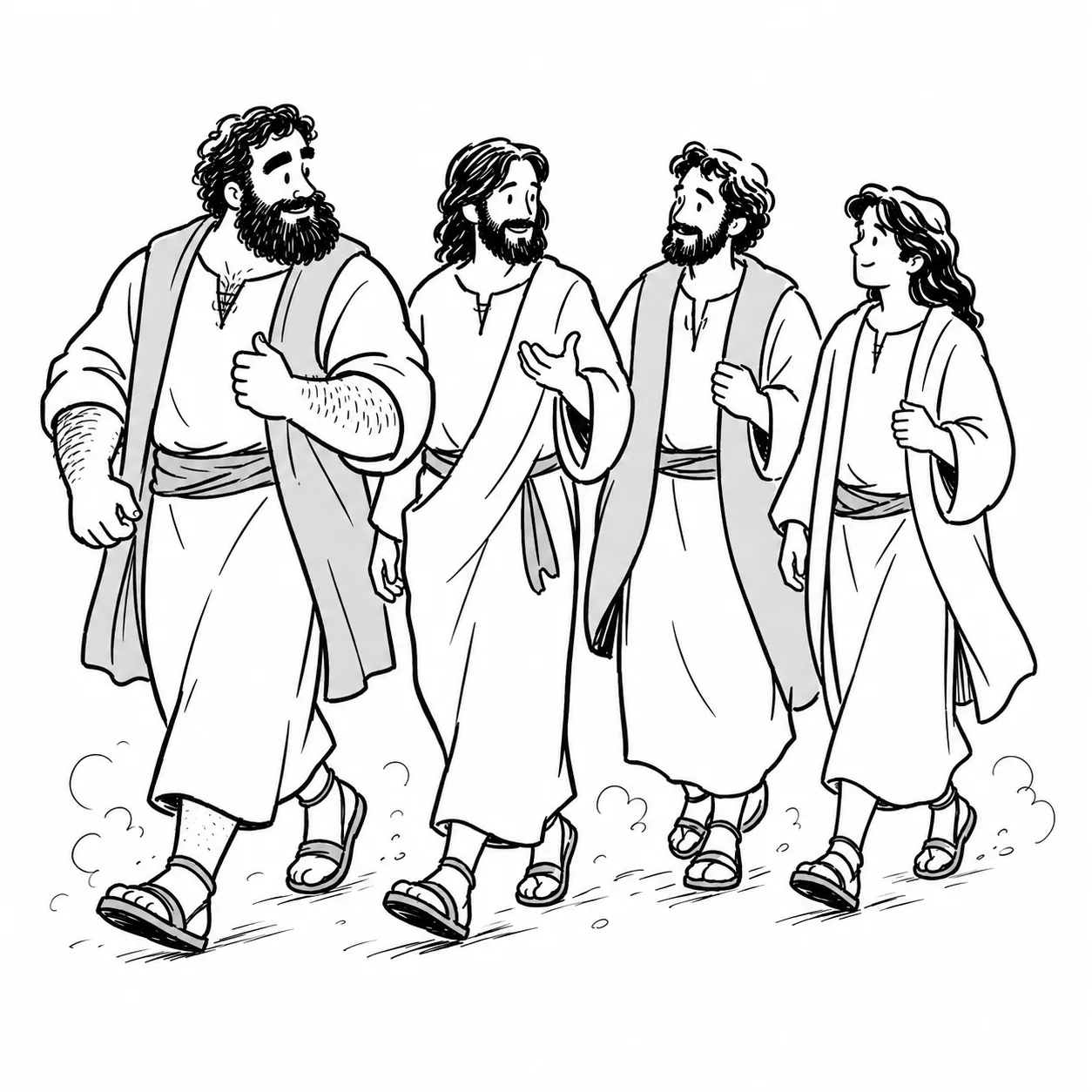 Hand drawn illustration of a mentor and a student walking together on a dusty road